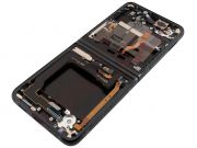 Pantalla service pack completa Dynamic AMOLED 2X con marco negro "Phantom black" para Samsung Galaxy Z Flip 3 5G, SM-F711, sin cámara